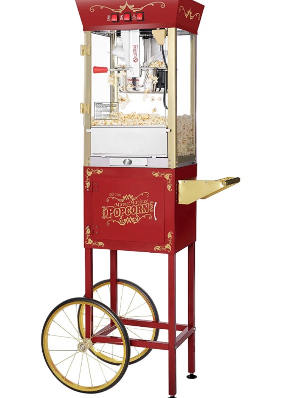 Photo 1 of Great Northern Popcorn Red Matinee Movie 8 oz. Ounce Antique Popcorn Machine and Cart