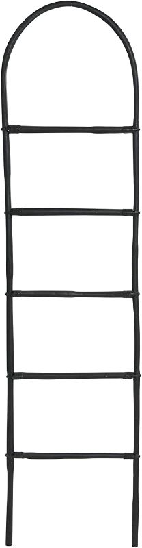 Photo 1 of Creative Co-Op Decorative Bamboo Modern Towel Storage, Matte Black Finish Blanket Ladder
