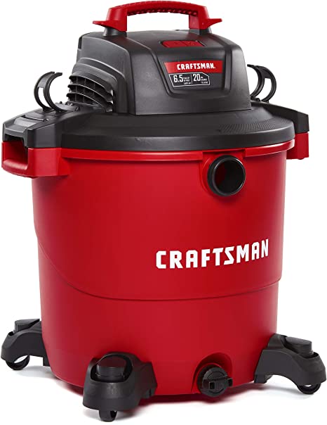 Photo 1 of CRAFTSMAN CMXEVBE17596 20 Gallon 6.5 Peak HP Wet/Dry Vac, Heavy-Duty Shop Vacuum with Attachments , Red
