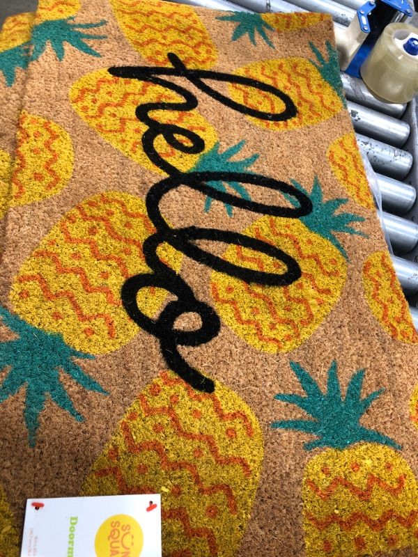 Photo 2 of 1'6"x2'6" Hello Pineapples Doormat Yellow - Sun Squad™
