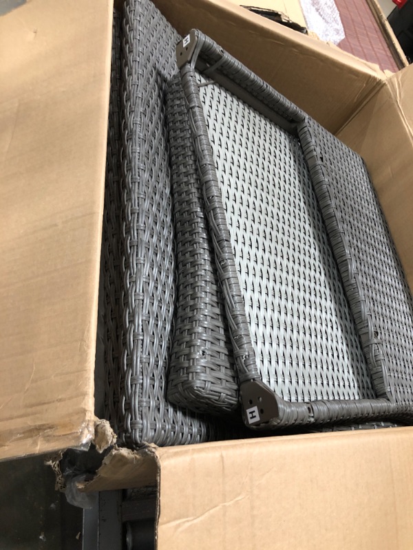 Photo 1 of ***INCOMPLETE BOX 1 OF 3***
TXXM 4 Piece Resin Wicker Patio Furniture Set with Round Table, Gray Cushions Patio Furniture
