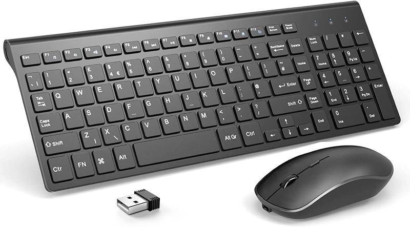 Photo 1 of Rechargeable Wireless Keyboard and Mouse Combo- J JOYACCESS 2.4G Compact Quiet Slim Wireless Keyboard Mouse Combo for Laptop,PC,Desktop,Computer,Windows- Black
