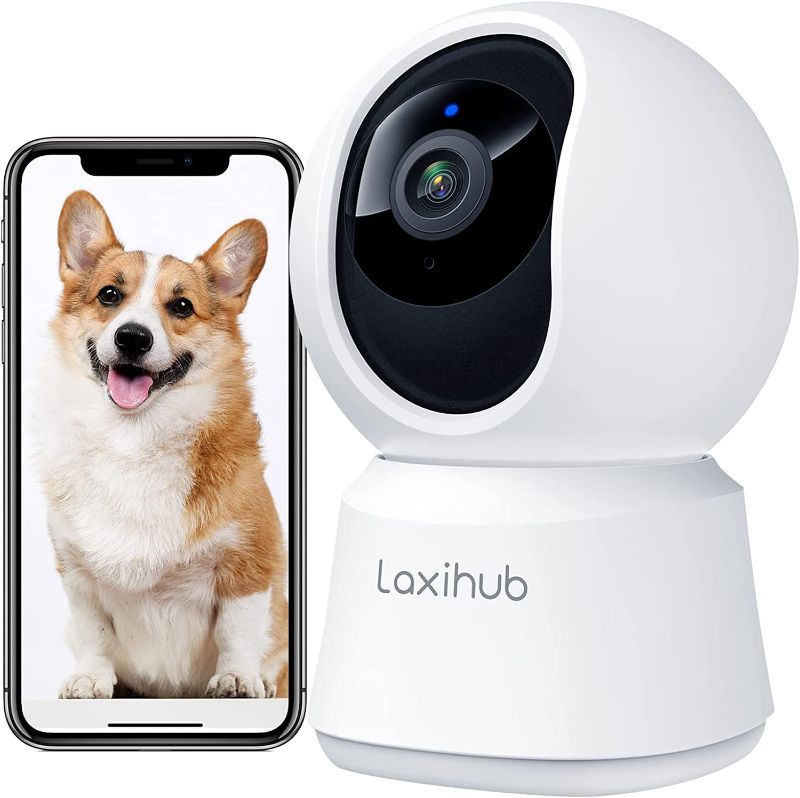 Photo 1 of 360° Pet Camera with Phone App, Laxihub Indoor Security Camera for Baby/Dog, P2 Pan/Tilt Pet Monitor with Super IR Night Vision, Motion Detection & 2-Way Audio, Works with Alexa & Google Assistant
