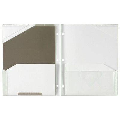 Photo 2 of Five Star 2 Pocket Plastic Folder with Prongs White