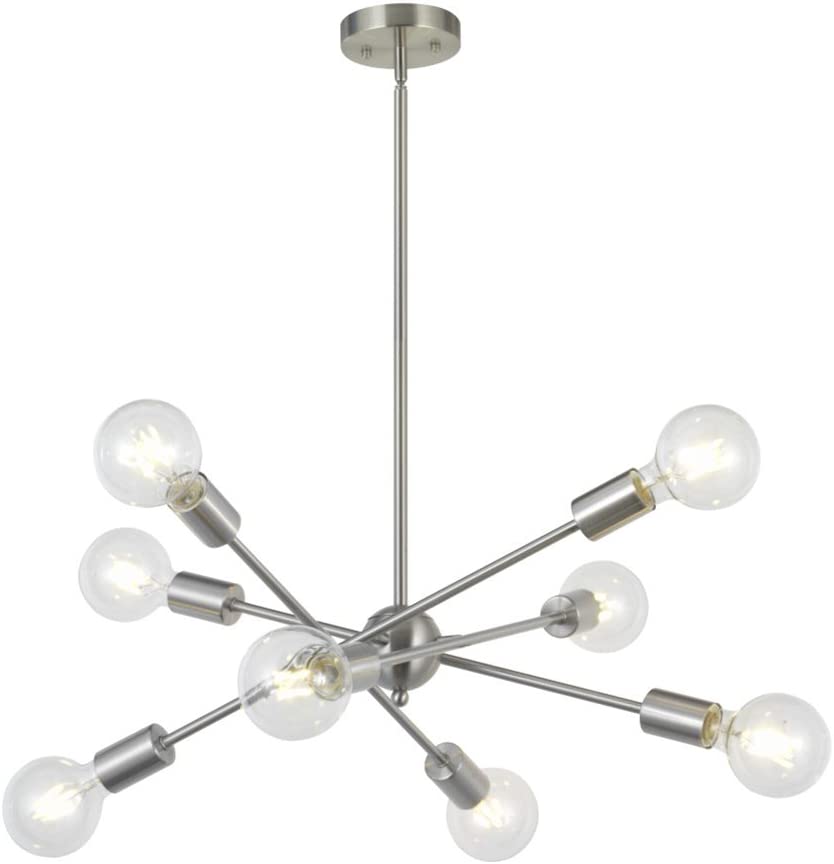 Photo 1 of 8 Lights Modern Sputnik Chandelier Lighting with Adjustable Arms Mid Century Pendant Light Vintage Industrial Ceiling Light Fixture Brushed Nickel by BONLICHT 