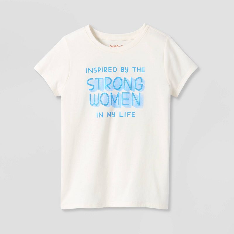 Photo 1 of Girls' 'Mother's Day Strong Women' Short Sleeve Graphic T-Shirt - Cat & Jack™ Cream - SIZE 18 XXL