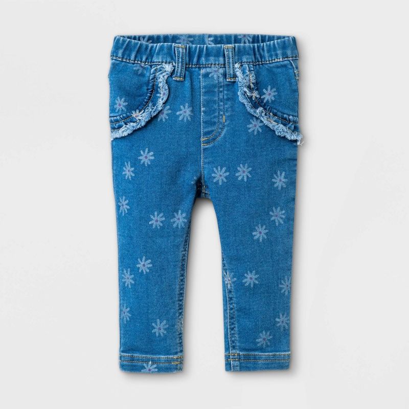 Photo 1 of Baby Girls' Daisy Pants - Cat & Jack™ Medium Wash SIZE 0-3 MONTH