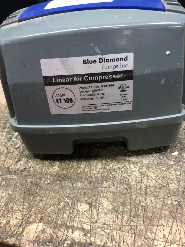 Photo 2 of **PARTS ONLY**NON_FUNCTIONAL**Blue Diamond ET80+ Plus - Septic or Pond Linear Diaphragm Air Pump with Free Additional Air Filter 