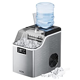 Photo 1 of ***PARTS ONLY*** Silonn Countertop Ice Cube Ice Makers, 45lbs Per Day, Auto Self-Cleaning, 24 Pcs Ice Cubes in 13 Min, 2 Ways to Add Water, Compact Ice Machine for Home Office Bar Party SLIM02 