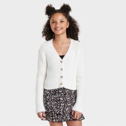 Photo 1 of Girls' Boxy Cropped Fuzzy Cardigan - art class™ SIZE ;ARGE 10/12