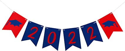 Photo 1 of 2022 Graduation Banner Decorations Red and Blue, Felt Class Of 2022 Banner Red Blue Graduation 2022 Banner for College 2022 Graduation Party Decorations Supplies 