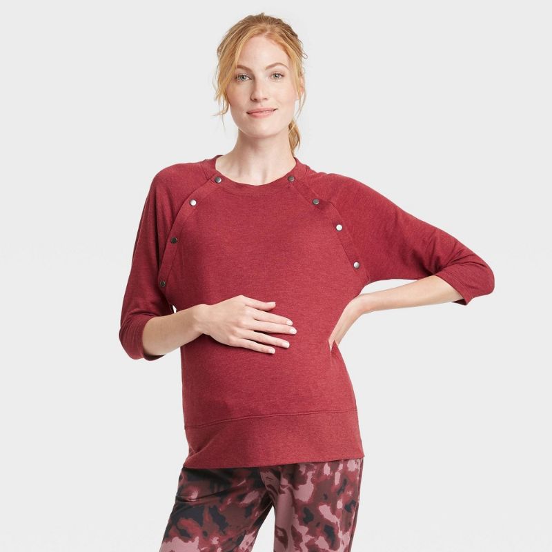 Photo 1 of 3/4 Sleeve Snap Shoulder Maternity Sweatshirt - Isabel Maternity by Ingrid & Isabel™ swize xs