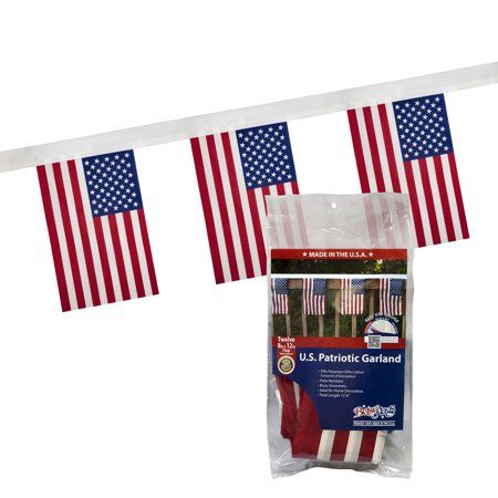 Photo 1 of 12 Printed Polycotton 12 PC Garland with 12 X18 U.S. Flags by Betsy Flags
