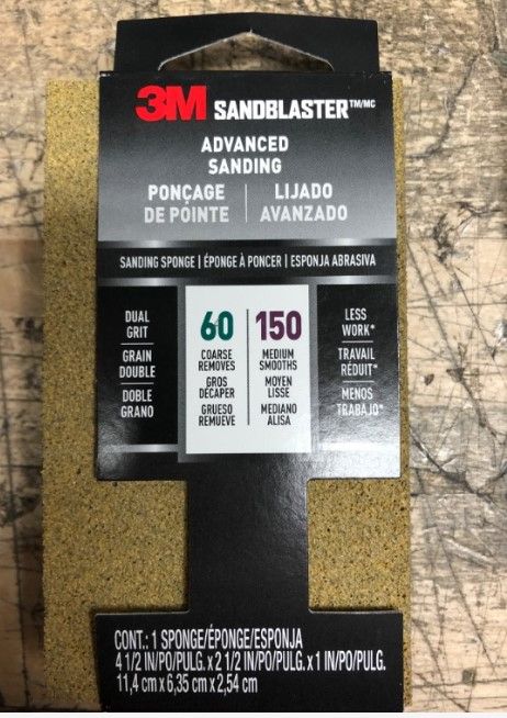 Photo 1 of 3M Company 60/150grit Dual Grit Sandblaster Sanding Sponge Coarse/Medium
