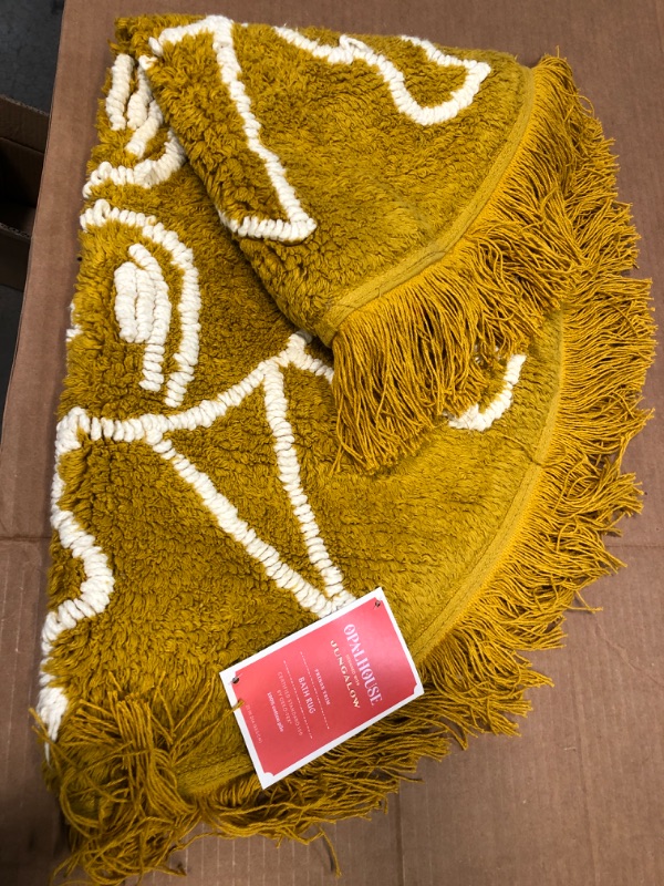 Photo 2 of 25" Round Tufted Sun Fringe Cotton Bath Rug Yellow - Opalhouse™ designed with Jungalow™

