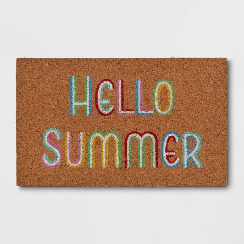 Photo 1 of pack of two- 1'6x2'6 Hello Summer Doormat Brown - Sun Squad
