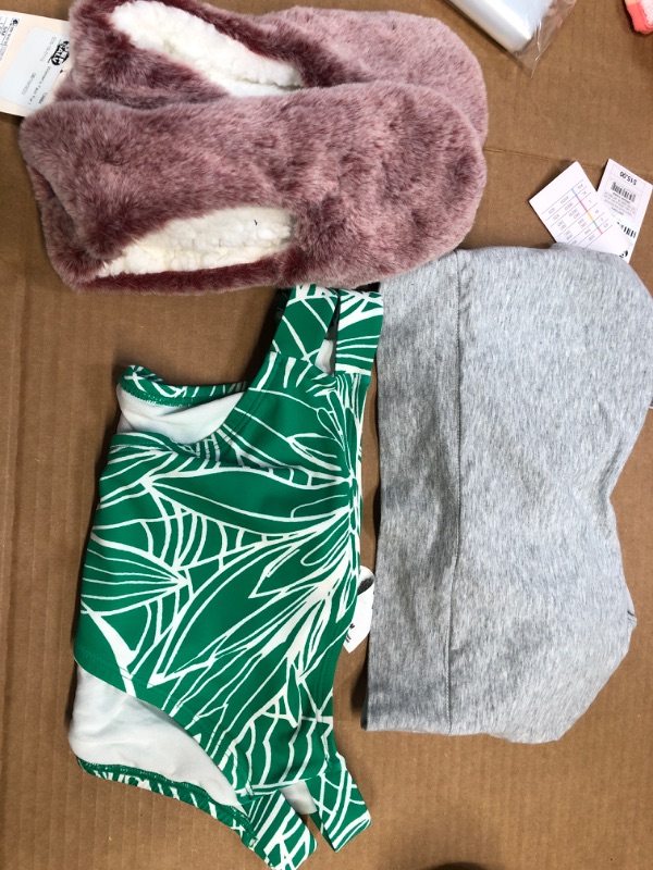 Photo 1 of Bundle of 3- Medium womens clothing- bikini bottom, bra, slippers 
