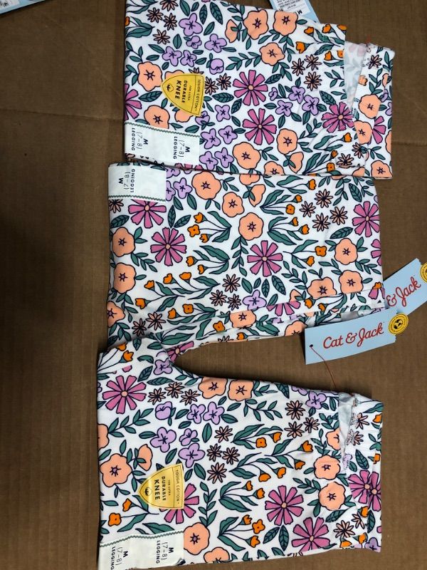 Photo 2 of 3 pack- Girls' Floral Leggings - Cat & Jack™ White Medium 7/8 