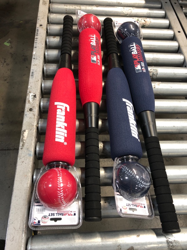 Photo 2 of 4 OF- Franklin Sports MLB Playball Foam Bat and Ball NAVY BLUE & RED 