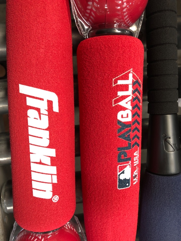 Photo 3 of 4 OF- Franklin Sports MLB Playball Foam Bat and Ball NAVY BLUE & RED 