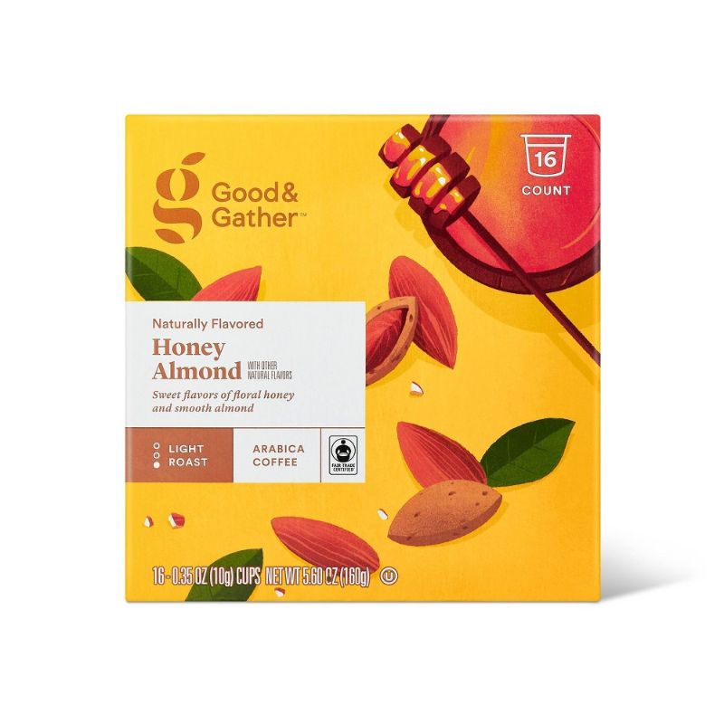 Photo 1 of 3 OF-Naturally Flavored Honey Almond Light Roast Coffee - Single Serve Pods - 16ct - Good & Gather
BB:04/2023**