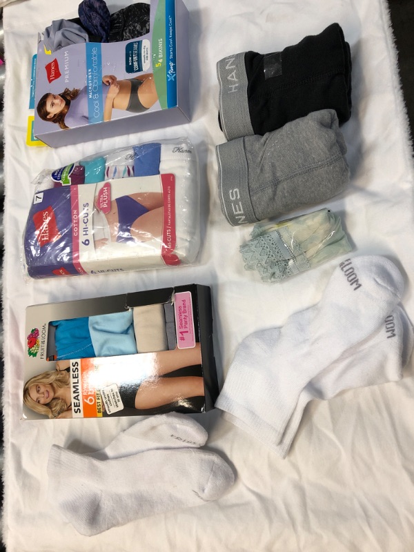 Photo 1 of BUNDLE OF ASSORTED UNDERGARMENTS: UNDERWEAR/ BOXERS/ SOCKS/ SIZES VARYER SMALL-LARGE 