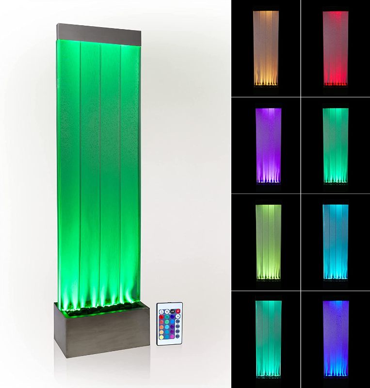 Photo 1 of Alpine Corporation MLT134SL Alpine 72" H Indoor Bubble Wall Color-Changing LED Lights and Remote, Silver Fountain, Multicolor
