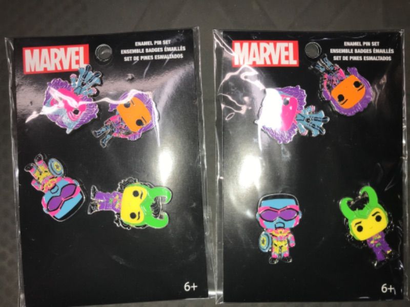 Photo 2 of 2 Packages Funko POP! Marvel: 4piece Enamel Pin Set, Grey/Silver
