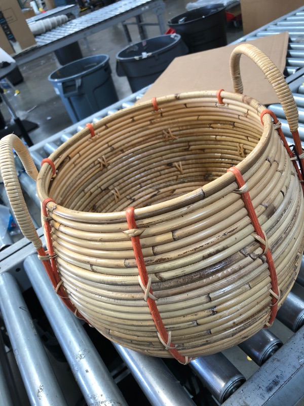 Photo 2 of 14" X 13" Round Rattan Basket with Handle Natural - Opalhouse™ Designed with Jungalow™
