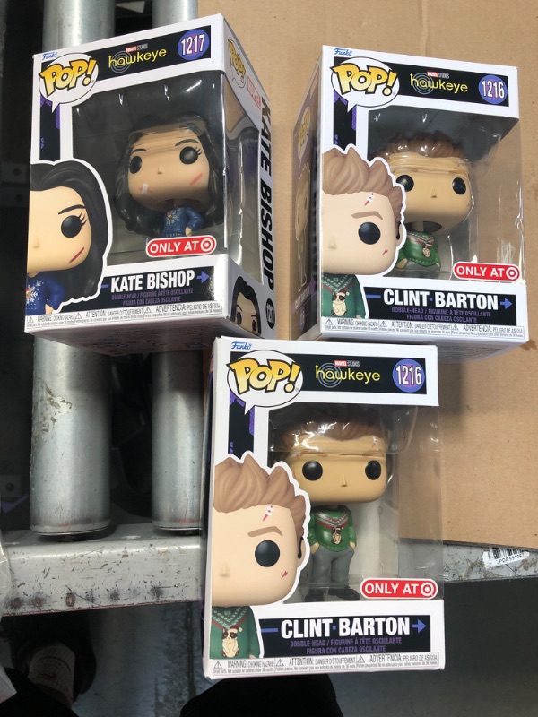 Photo 1 of 3 Item Bundle: Funko POP! Marvel: Hawkeye - Kate #1217 [Christmas Sweater] Exclusive, Funko POP! Marvel: Hawkeye - Clint(), Funko POP! Marvel: Hawkeye - Clint


