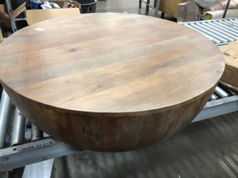 Photo 2 of 36" Prisma Round Natural Wood Turned Drum Accent Table Brown - Project 62™

