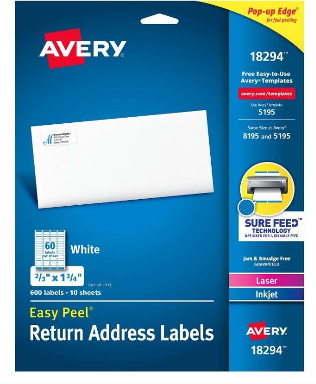 Photo 1 of 600ct Avery Easy Peel Return Address Labels--3 pack 

