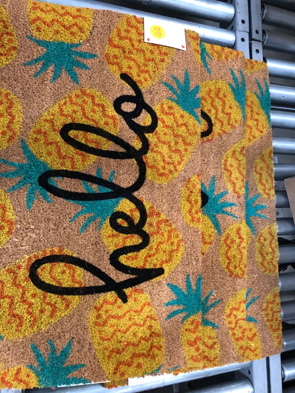 Photo 1 of 1'6"x2'6" Hello Pineapples Doormat Yellow - Sun Squad™-3 pack 
