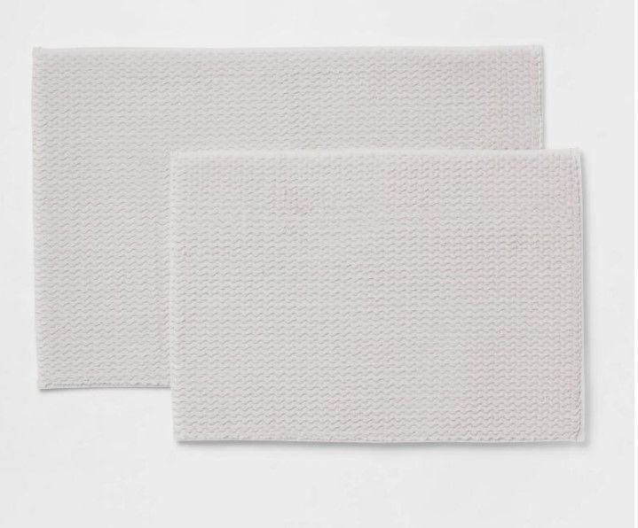 Photo 1 of 2pk Fuzzy Foam Bath Rug - Threshold™20"x30" 

