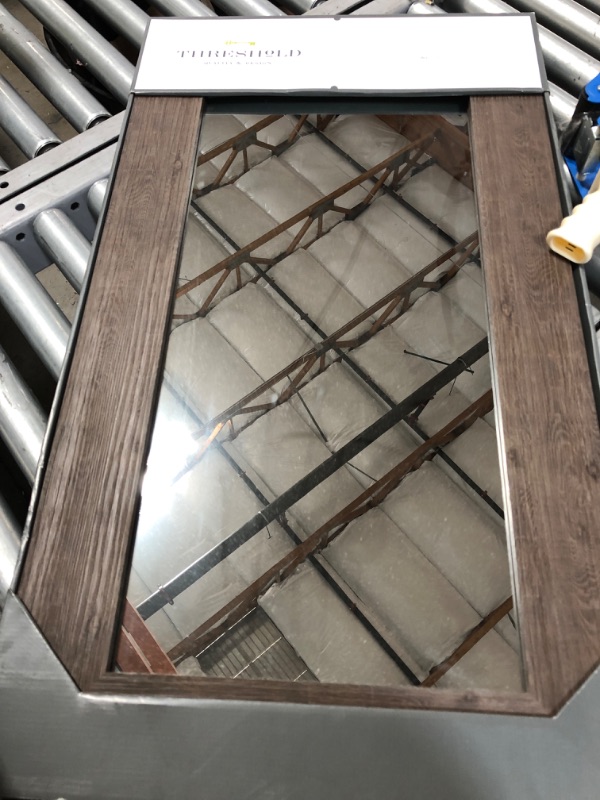 Photo 2 of 20" X 36" Wide Wood Wall Mirror Brown - Threshold™
