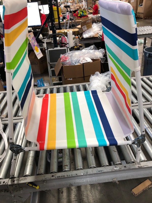 Photo 2 of  Folding Beach Lounger Rainbow Striped - Sun Squad