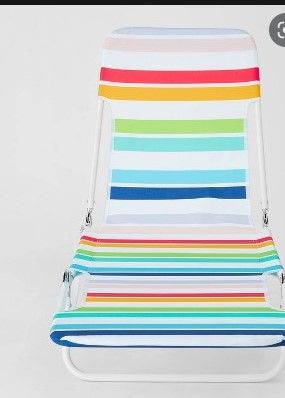 Photo 1 of  Folding Beach Lounger Rainbow Striped - Sun Squad