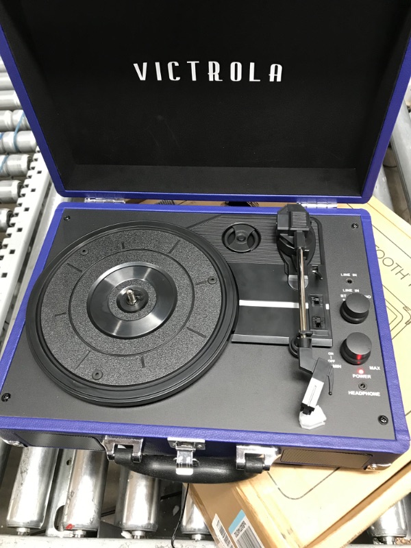 Photo 2 of Victrola Vintage 3-Speed Bluetooth Portable Suitcase Record Player with Built-in Speakers | Upgraded Turntable Audio Sound| Includes Extra Stylus | Cobalt Blue, 1SFA (VSC-550BT-COB)
