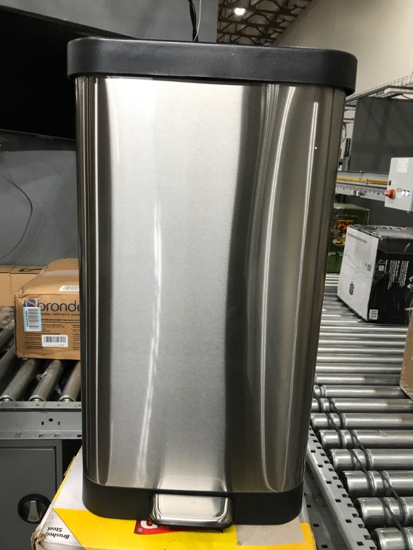 Photo 4 of **** small dent on right corner****
**** large dent on left corner******
Glad 20 Gal. Stainless Steel Step Can with Antimicrobial Lid