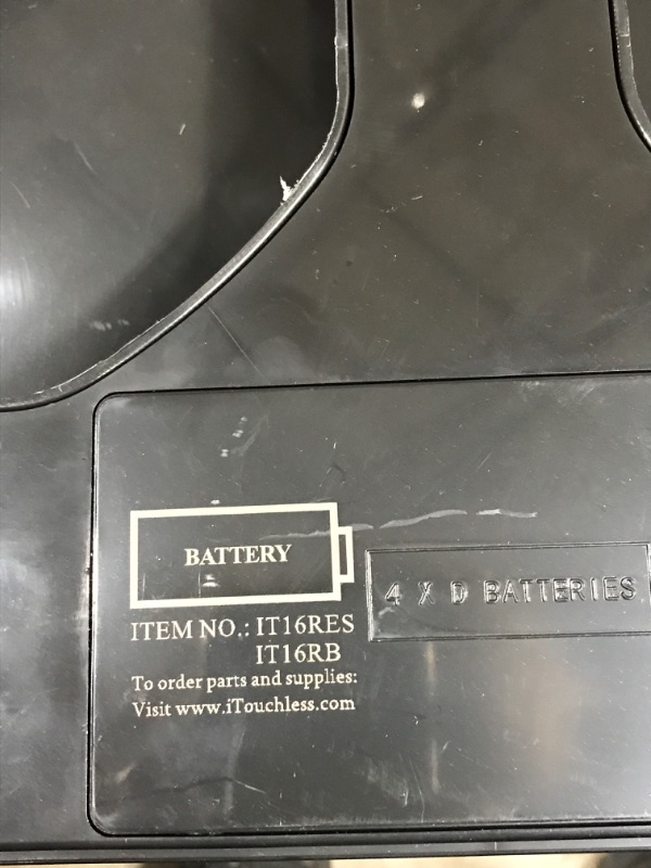 Photo 2 of **** Small dent on top right side****
****Small dent on top left****
**** Unable to test, No power adapter****
****uses 4, D size batteries, not included*****
iTouchless 16 Gallon Touchless Trash Can and Recycle Bin, Stainless Steel, Dual-Compartment (8 G