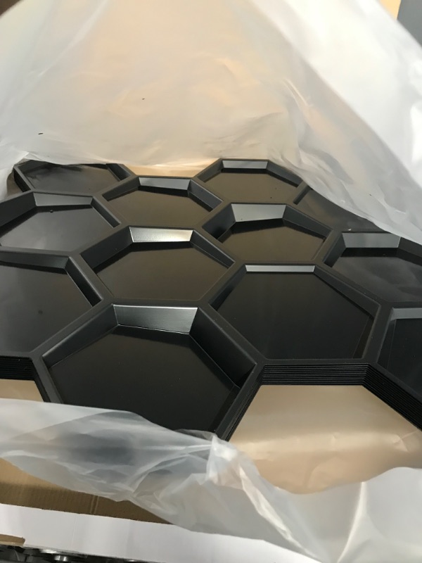 Photo 3 of Art3d Textures 3D Wall Panels Black Hexagon Design Pack of 12 Tiles 25.5 Sq Ft (PVC) 19.7"×19.7" Black 12