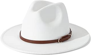 Photo 1 of Lisianthus Women's Wide Brim Felt Fedora Retro Panama Hat with Belt Buckle
