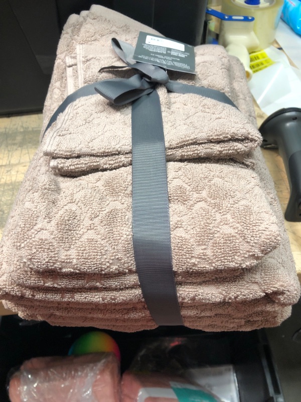 Photo 2 of 6pk Textured Bath Towel Set Brown - Threshold