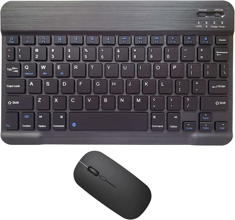 Photo 1 of Rechargeable Bluetooth Keyboard and Mouse Combo Ultra-Slim Portable Compact Wireless Mouse Keyboard Set for Android Windows Tablet Cell Phone iPhone iPad Pro Air Mini, iPad OS/iOS 13 and above (Black)
