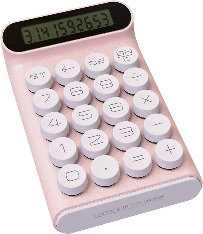 Photo 1 of Mechanical Switch Calculator,Handheld for Daily and Basic Office,10 Digit Large LCD Display (Pink)
