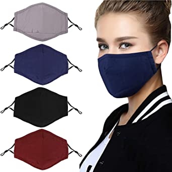 Photo 1 of 4 packs-  Anjetan 4PCS Mouth Cover Adjustable Dust Proof Face Cover Mouth Cover with Filter
