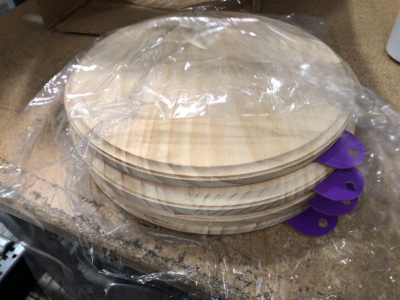 Photo 2 of 12" Round Wood Disc - Mondo Llama pack of 4