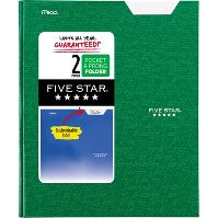 Photo 1 of Five Star 2 Pocket Plastic Folder with Prongs Green, pack of 24