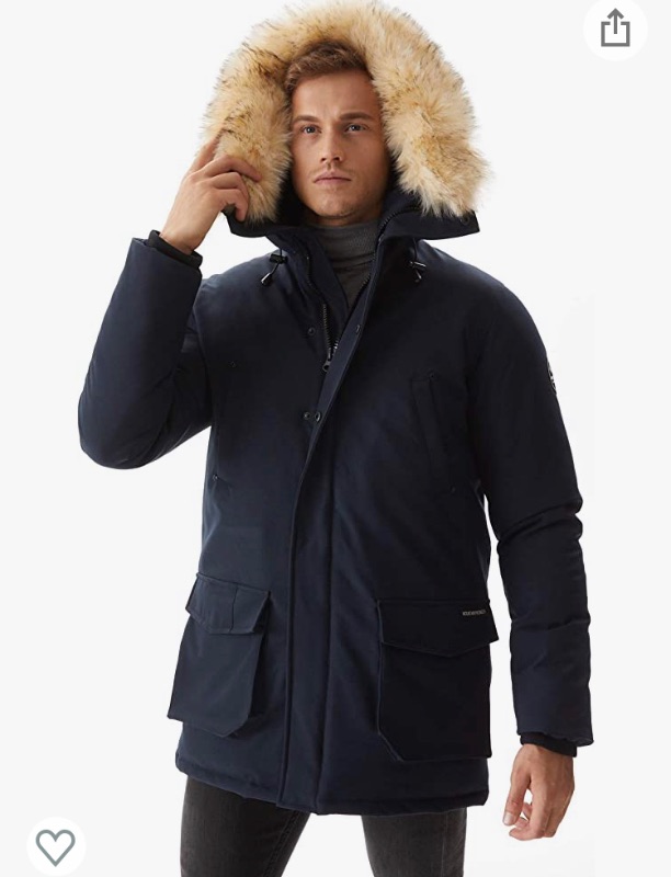 Photo 1 of Molemsx Men's Vegan Down Winter Jacket Mountain Thicken Lined Fur Hooded Long Anorak Parka Padded Coat XS