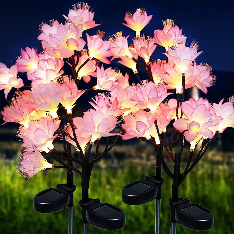 Photo 1 of 4 Pack Solar Lights Outdoor Garden Decorative, Flower Lights Solar Powered Waterproof for Yard
